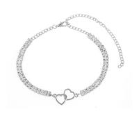 Aotiwe Tobillera, tobilleras bohemias para mujer, cadena de tenis con corazón entrelazado con circonita cúbica de forma redonda, 22.5+10CM, Cobre, Circonita cúbica