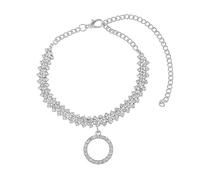 Aotiwe Tobillera única, tobilleras para mujer, cadena de tenis con colgante de anillo de circonita cúbica para mujer, 18+10CM, Cobre, Circonita cúbica