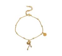 Aotiwe Tobilleras de acero inoxidable, pulseras de tobillo para mujer, vacaciones, caracteres chinos dorados con forma de calabaza
