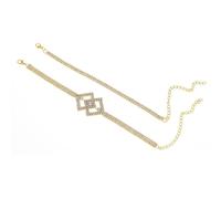 Aotiwe Tobilleras para mujer, pulsera tobillera doble con cadena de tenis con forma cuadrada entrelazada de circonita cúbica, 20.7+10CM, Cobre, Circonita cúbica