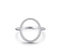 Aotiwe Verlobungsring Damen Zirkonia, Fingerring Damen Set Silber Hohles Großes Oval mit Rundschliff Weiß Zirkonia 925 Silber Größe 57 (18.1)