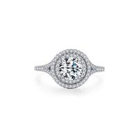 Aotiwe Verlobungsring Damen Zirkonia, Verlobungsring 925 Silber Blumen-Halo mit Rundschliff Weiß Zirkonia Größe 49 (15.6)