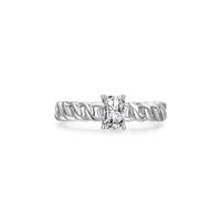 Aotiwe Verlobungsring, Ring Frau Silber Kettenring mit Rechteckigem Zirkon 925 Silber Größe 49 (15.6)