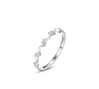 Aotiwe Verlobungsring Silber, Ring Frau Mond Stapelbarer Edelstein mit Rundschliff Weiß Zirkonia 925 Silber Größe 52 (16.6)