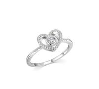 Aotiwe Vintage Ring, Promise Ring 925 Silber Hohles Herz mit Zirkon Größe 52 (16.6) Geschenk für Damen