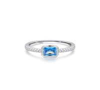 Aotiwe Zarter Ring Damen, Silber Ring mit Blauem Solitaire 925 Silber Größe 52 (16.6) Lustige Geschenke