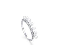 Aotiwe Zeigefinger Ring, Ring Verlobung Silber Edelstein In Kanalfassung mit Rundschliff Weiß Perle 925 Silber Größe 54 (17.2)