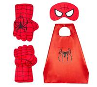 AOTLEANNO Guantes de boxeo de felpa con capa y venda para los ojos, increíble ponche rosa, juego seguro y sin daños, púas de fiesta de cumpleaños (rojo)