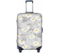 Aotmany Funda de equipaje de viaje botánica con flores de manzanilla y hojas grises para equipaje de 18 a 32 pulgadas, protector elástico para maleta con cremallera oculta para maleta con ruedas,