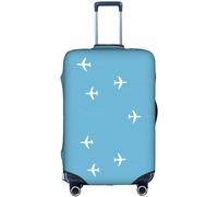 Aotmany Funda de equipaje de viaje rosa para equipaje de 18 a 32 pulgadas, protector elástico con cremallera oculta para maleta con ruedas, aprobado por la TSA, Ruta de avión Rutas Azul, L