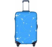 Aotmany Funda de equipaje de viaje rosa para equipaje de 18 a 32 pulgadas, protector elástico con cremallera oculta para maleta con ruedas, aprobado por la TSA, Aviones Aerolínea Rutas Avión Azul, XL