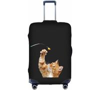 Aotmany Funny Cat Raising Up Paw - Funda de equipaje de viaje negra para equipaje de 18 a 32 pulgadas, protector elástico para maleta con cremallera oculta para maleta con ruedas, aprobado por la TSA
