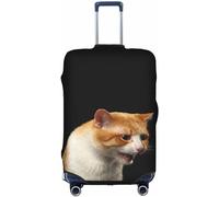 Aotmany Meowing Ginger Cat on Black Funda de equipaje de viaje para equipaje de 18 a 32 pulgadas, protector elástico para maleta con cremallera oculta para maleta con ruedas, aprobado por la TSA