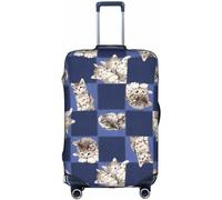 Aotmany Pretty Cat - Funda de equipaje de viaje a cuadros azules para equipaje de 18 a 32 pulgadas, protector elástico para maleta con cremallera oculta para maleta con ruedas, aprobado por la TSA