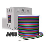 AOTOINK Cable Eléctrico RGB 4x0,32mm², Cable de Extensión LED de Calibre 22 de 20M 4 pines, 22 AWG Alambre para la Tira LED RGB 5050 3528 2835