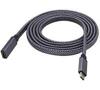 AOTOKK USB Tipo C 3.1 Macho a Macho Tipo C Conector de Cable Plano Tejido 5 Gbps/2A Completa Admite Carga,Datos,Audio,Video 4K HD,Para Computadoras Portátiles,Tabletas y Teléfonos(1.5M-M/F)