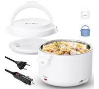Aotto Fiambrera Eléctrica, 80W Taper Electrico para Comida, 950ml Fiambrera Termica para Adultos, 12V/24V/220V Fiambreras Comida Trabajo para Trabajo, Viajes, Coche, Camión, Casa, Oficina (Blanco)
