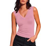 Aottori Camiseta Mujer Tirantes Anchos Ajustada Cuello Pico Suave Elástica | Blusa de verano, Ajuste que sienta bien, Sin sensación rígida, Con vaqueros o falda, Perfecta para escapadas, Aire actual