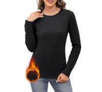 Aottori Camiseta Térmica Mujer Cuello Redondo Algodón | Cálido, Invierno, Thermal, Top, Manga Larga, Suave, Interior, Elástico, Elegante, Básico
