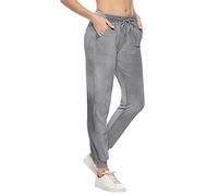 Aottori Pantalon de Chandal Mujer Terciopelo Invierno Jogger Pantalones Deportivos Largos Elastica Sweatpants con Bolsillos para Casual Deportes Jogging Yoga Gris L