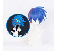 Aotu World Cosplay Ninler Cosplay peluca hombres corto rojo azul mixto resistente al calor pelo sintético Anime fiesta disfraz pelucas KUQX6895