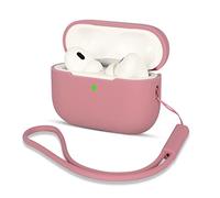 AOTUAO Funda para Airpods Pro 2 Case Cover, Fundas Protectora de Silicona Compatible con AirPods Pro 2 2022 con Silicona Lanyard, Funda Portátil a Prueba de Golpes, LED Frontal Visible, Bean Pink