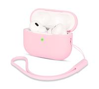AOTUAO Funda para Airpods Pro 2 Case Cover, Fundas Protectora de Silicona Compatible con AirPods Pro 2 2022 con Silicona Lanyard, Funda Portátil a Prueba de Golpes, LED Frontal Visible, Rosa