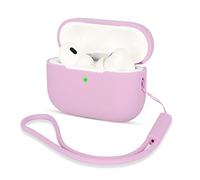 AOTUAO Funda para Airpods Pro 2 Case Cover, Fundas Protectora de Silicona Compatible con AirPods Pro 2 2022 con Silicona Lanyard, Funda Portátil a Prueba de Golpes, LED Frontal Visible, Lavender Pink