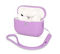 AOTUAO Funda para Airpods Pro 2 Case Cover, Fundas Protectora de Silicona Compatible con AirPods Pro 2 2022 con Silicona Lanyard, Funda Portátil a Prueba de Golpes, LED Frontal Visible, Light Purple