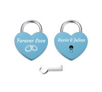 AOTXOXTOA Personalizada Amor Corazón Cerradura Grabado Foto Cuadro Amante Aluminio Memorial Nombre Aniversario Valentín Puente Candado Él y Ella Regalo