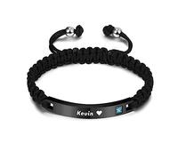 AOTXOXTOA Pulsera Personalizada Nombre Grabado para Las Mujeres Hombres NiñAs NiñOs Parejas Amantes Tobillera Ajustable Hecho A Mano De JoyeríA De Cuerda Trenzada Etiqueta De Acero Inoxidable