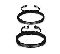 AOTXOXTOA Pulsera Personalizada Nombre Grabado para Las Mujeres Hombres NiñAs NiñOs Parejas Amantes Tobillera Ajustable Hecho A Mano De JoyeríA De Cuerda Trenzada Etiqueta De Acero Inoxidable