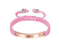 AOTXOXTOA Pulsera Personalizada Nombre Grabado para Las Mujeres Hombres NiñAs NiñOs Parejas Amantes Tobillera Ajustable Hecho A Mano De JoyeríA De Cuerda Trenzada Etiqueta De Acero Inoxidable