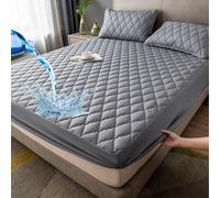 AOUHMN Funda de Colchón, Sábana Ajustable Funda Protector Colchon Algodon Antichinches Acolchada Transpirable Antiacaros Cubre Funda Protectora Colchon,Gris,180x200cm