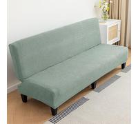 AOUHMN Funda de sofá sin Brazos de 2 a 4 plazas, Universal, elástica, Impermeable, Plegable, Lavable, extraíble y extraíble, para sofás, Protector de Sofa Cama sin Reposabrazos Plegable,Verde,S