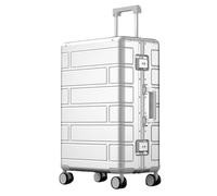 Aoun Aleta Trolley Equipaje De Mano Rígido De Aluminio, Moderna Maleta Metal Cabina Sin Cremallera con Cerradura, Equipaje Facturado Rígidas De Metal con Ruedas para Viaje Negocios (Plata, 61CM-71L)
