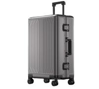 Aoun - Equipaje de mano grabado, rígido, Zipless aleación de aluminio, magnesio, Trolley maleta de equipaje de carga de metal rígido con ruedas giratorias y cerradura, Trolley equipaje maleta de carga