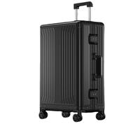 Aoun - Equipaje de mano grabado, rígido, Zipless aleación de aluminio, magnesio, Trolley maleta de equipaje de carga de metal rígido con ruedas giratorias y cerradura, Trolley equipaje maleta de carga