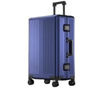Aoun - Equipaje de mano grabado, rígido, Zipless aleación de aluminio, magnesio, Trolley maleta de equipaje de carga de metal rígido con ruedas giratorias y cerradura, Trolley equipaje maleta de carga
