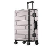 Aoun Maleta Cabaña Rígida Equipaje De Mano Con Ruedas Completamente De Aluminio, Trolley Maleta de Metal con Cerradura, Equipaje De Mano Rígido Maletas Caja De Aluminio Para Viajes Negocios, gris