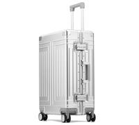 Aoun Maleta De Mano Rígida Equipaje Trolley Cabina Completamente de Aluminio con Ruedas Giratorias, Maleta De Equipaje De Mano Zipless Maletas De Metal Para Viajes De Negocios, plata, 51CM-44L