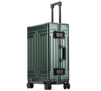 Aoun Maleta De Mano Rígida Equipaje Trolley Cabina Completamente de Aluminio con Ruedas Giratorias, Maleta De Equipaje De Mano Zipless Maletas De Metal Para Viajes De Negocios, verde, 66CM-82L