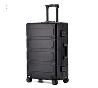 Aoun Maleta rígida Trolley Cabina de aluminio con ruedas giratorias y cerradura, Maletas con ruedas metálicas para viajes de negocios, Negro , 61CM-68L, moderno