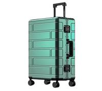 Aoun Maleta Trolley Equipaje De Mano Rígido De Aluminio, Moderna Maleta Metal Cabina Sin Cremallera con Cerradura, Equipaje Facturado Rígidas De Metal con Ruedas para Viaje Negocios (Verde, 51CM-56L)