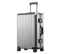 Aoun Trolley Maleta de equipaje de mano rígida aleación de aluminio magnesio con cerradura, equipaje cabina de equipaje maleta rígido todo en metal, trolley equipaje con ruedas para viajes de negocios
