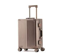Aoun Trolley Maleta de equipaje de mano rígida todo de aluminio con ruedas giratorias, maleta rígida para todo metal equipaje, cabina con ruedas, maleta con ruedas Zipless para mujer y hombre, dorado