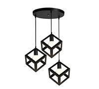 Aouoeeo Lámpara Colgante Moderna con Forma de Cubo Vintage, lámpara Colgante Industrial Retro, Moderna y Creativa, iluminación de suspensión de Techo Negra para Loft, Cocina y Comedor.