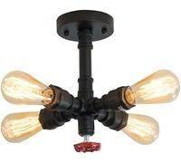 Aouoeeo Lámpara de Techo Industrial Retro Estilo Steampunk con diseño de tubería de Agua - Lámpara Colgante de 4 Luces V - Intage Close to Ceiling Lamps