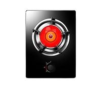 Aouoeeo Placa de Gas, Encimera de Gas, Cocina de Gas con Quemador, Cocina de Gas con Quemador, empotrada en Infrarrojos, 3,2 kW, vitrocerámica Negra, 1 con FFD y fundición
