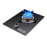 Aouoeeo Placa de Gas, Encimera de Gas, Cocina de Gas de 30 cm con Quemador, Placa de cocción empotrada de 4,2 kW, vitrocerámica de Vidrio Templado Negro, Hierro Fundido.